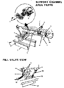 Support Channel & Fill Valve Diagram and Parts List for EIITHD4800  Thermador Dishwasher