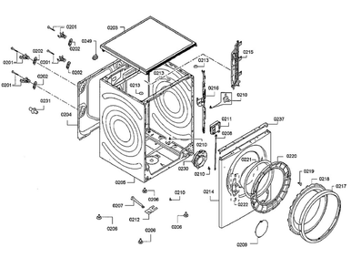 Cabinet Diagram and Parts List for WAT28400UC 12 Bosch Washer