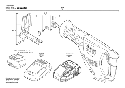 Section 1 Diagram and Parts List for PSA18VLI 3603CB2350 Bosch Reciprocating Saw