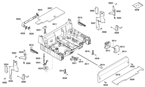 Base Assy Diagram and Parts List for SHE43P15UC 59 Bosch Dishwasher