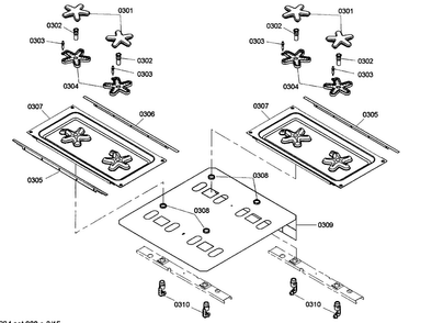 Burner Assy Diagram and Parts List for PRG484ECG04  Thermador Range