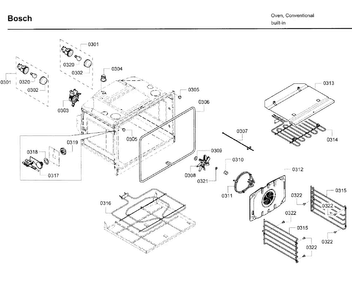 Inner Parts Diagram and Parts List for HBL5620UC 09 Bosch Wall Oven