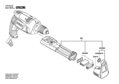 Section 2 Diagram and Parts List for PSB650RA 0603385737 Bosch Hammer Drill