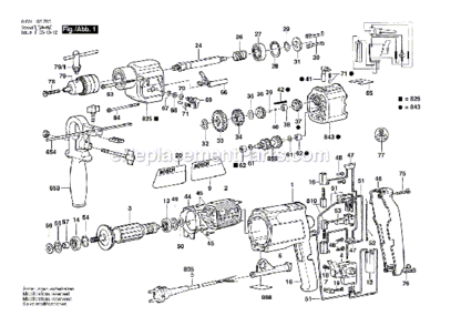 Page A Diagram and Parts List for 1198VSR 0601198734 Bosch Electric Drill