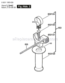 Page B Diagram and Parts List for 1199VSRK 060119B439 Bosch Demolition Hammer