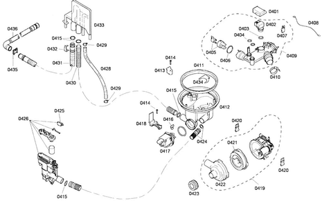 Pump Assy Diagram and Parts List for SHE43P06UC 56 Bosch Dishwasher