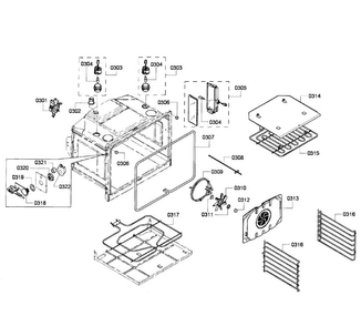 Oven Assy Diagram and Parts List for HBL8450UC 04 Bosch Wall Oven