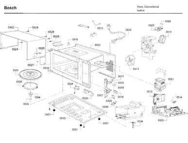 Microwave Asy Diagram and Parts List for HBL5760UC 09 Bosch Microwave