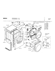 Frame And Door Assembly Diagram and Parts List for WTMC3300US 01 Bosch Dryer