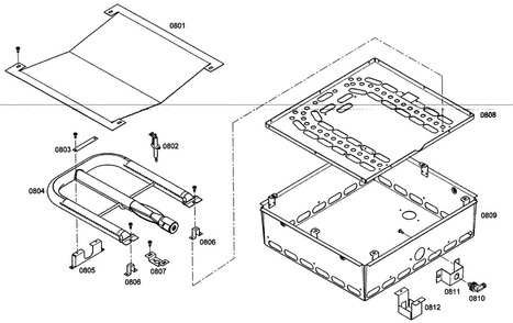 Oven Burners Diagram and Parts List for PRL364ELG02  Thermador Range