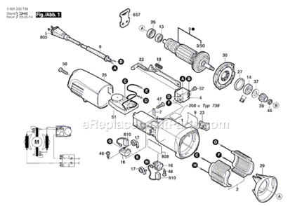 Page A Diagram and Parts List for 1250DEVS 0601250739 Bosch Sander Polisher
