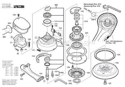 Page B Diagram and Parts List for 1250DEVS 0601250739 Bosch Sander Polisher