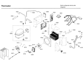 Motor & Compressor Diagram and Parts List for T42BD820NS 10 Thermador Refrigerator