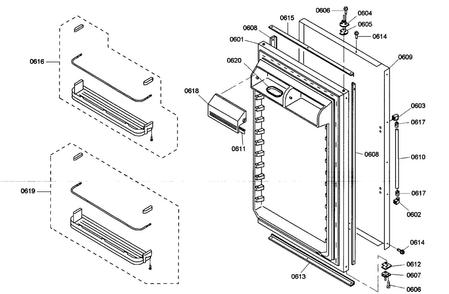 Refrig Door Diagram and Parts List for KBULT3665E01  Thermador Refrigerator