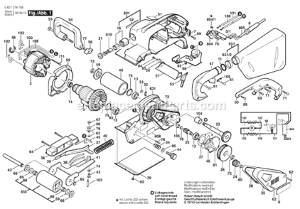 Page A Diagram and Parts List for 1276DVS 0601276756 Bosch Belt or Drum Sander