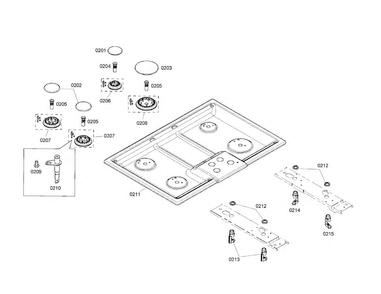 Maintop Diagram and Parts List for NGM5054UC 01 Bosch Cooktop