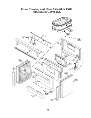 14 - OVEN COOKTOP & DOOR Diagram and Parts List for PRG364GD  Bosch Range