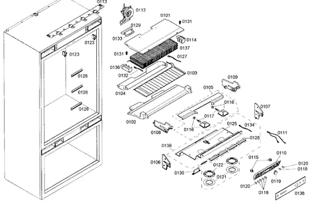 Cabinet Assy Diagram and Parts List for B36IT70NNP 08 Bosch Refrigerator