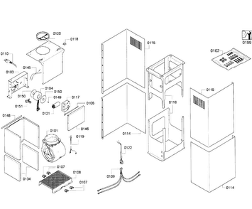 Chimney Assy Diagram and Parts List for HPIB42HS 01 Thermador Range Hood