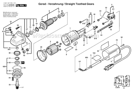 Page A Diagram and Parts List for 1347A 0601347271 Bosch Angle Grinder