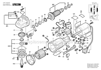 Page A Diagram and Parts List for 1348 0601348039 Bosch Angle Grinder