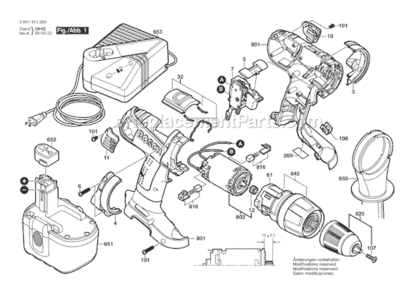 Page A Diagram and Parts List for 13624-2G 0601913270 Bosch Hammer Drill