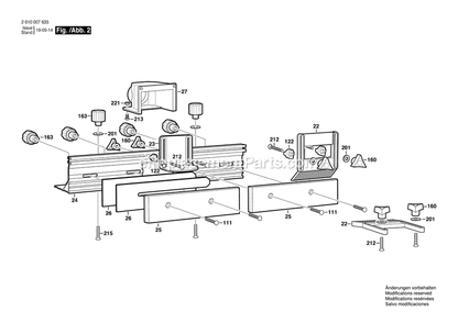 Page 2 Diagram and Parts List for RA1181 2610007635 Bosch Router