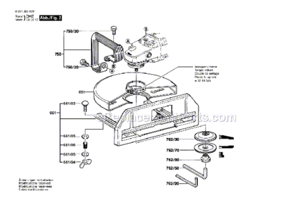 Page B Diagram and Parts List for 1365K  Bosch Chop Saw