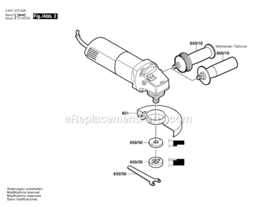 Page B Diagram and Parts List for 1375-01 0601375090 Bosch Angle Grinder