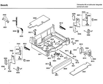 Base Diagram and Parts List for SHX46L15UC 24 Bosch Dishwasher