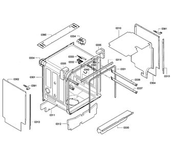 Cabinet Diagram and Parts List for SHV68E13UC 29 Bosch Dishwasher