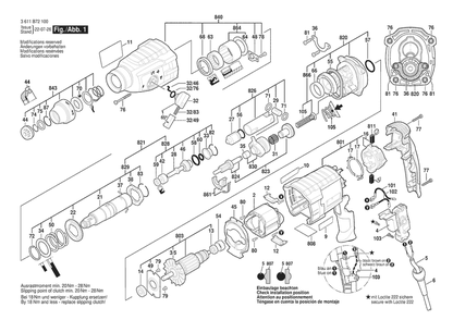 Section 1 Diagram and Parts List for GBH2-24 3611B72130 Bosch Hammer Drill