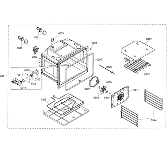 Oven Upper Diagram and Parts List for HBN5650UC 01 Bosch Wall Oven