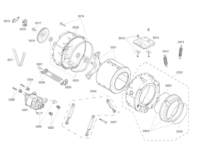Drum Assy Diagram and Parts List for WAS24460UC 18 Bosch Washer