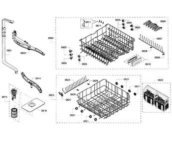 Baskets Diagram and Parts List for SHX6AP05UC 04 Bosch Dishwasher