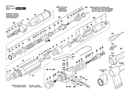Section 1 Diagram and Parts List for 0607PW0001  Bosch Screwdriver