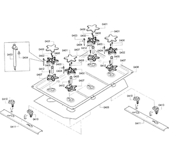 Burners Assy Diagram and Parts List for PRG366JG 03 Thermador Range
