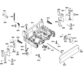 Base Diagram and Parts List for SHU43C02UC 36 Bosch Dishwasher