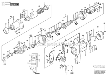 Page A Diagram and Parts List for 1436VSR 0601436839 Bosch Impact Driver