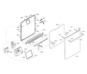 Door Diagram and Parts List for SHX68T56UC 02 Bosch Dishwasher
