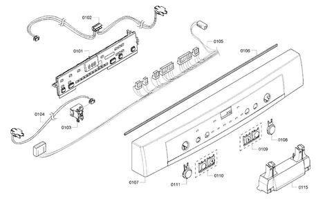 Control Panel Diagram and Parts List for SHE3ARF6UC 06 Bosch Dishwasher