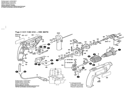 Section 1 Diagram and Parts List for 0601140656  Bosch Impact Driver