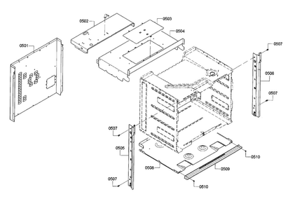 Frame & Base Diagram and Parts List for HBLP451UC 01 Bosch Wall Oven