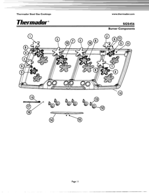 10 - BURNER COMPONENTS Diagram and Parts List for SGS456ZS  Bosch Range