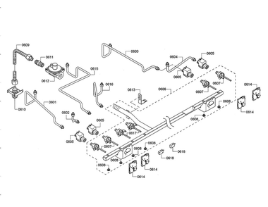 Manifold/Regulator Diagram and Parts List for PRD48JDSGU 06 Thermador Range
