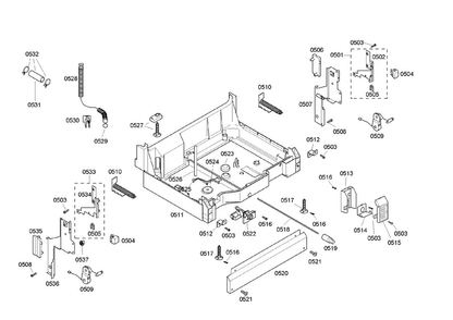 Base Assy Diagram and Parts List for SHE46C02UC 17 Bosch Dishwasher