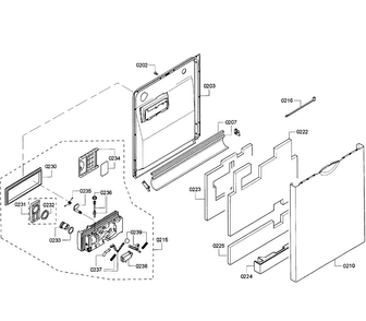 Door Assy Diagram and Parts List for SHE68R56UC 67 Bosch Dishwasher