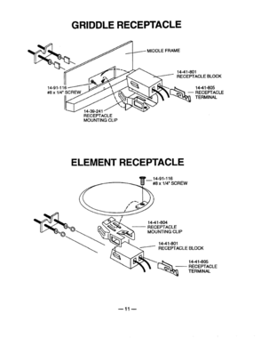 11 - GRIDDLE & ELEMENT RECEPTACLES Diagram and Parts List for TMH30S  Bosch Range