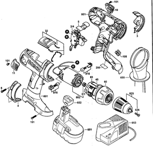 Drill Assembly Diagram and Parts List for 13618-2G  Bosch Hammer