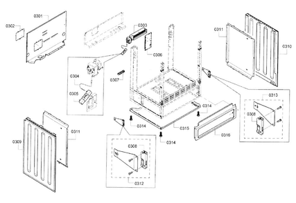 Frame Diagram and Parts List for HEI7052U 09 Bosch Range